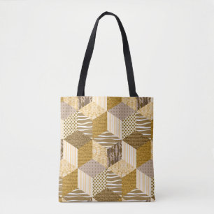 Bolsa Tote Dourado padrão de patch sem descontinuidades. ilu