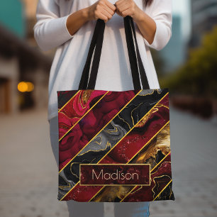 Bolsa Tote Dourado preto branco Elegante riscado