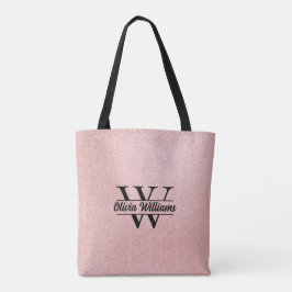Bolsa Tote Dourado Rosa Brilho Monograma | Brilho Moderno Fem