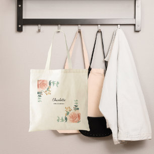 Bolsa Tote dourado rosa floral, dançarino verde