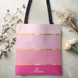 Bolsa Tote dourado rosa moderno feminino quic