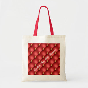 Bolsa Tote Dourado Vermelho Diamante Vermelho Nome Personaliz