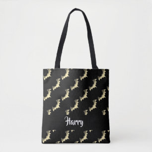Bolsa Tote Dourados morcegos em preto