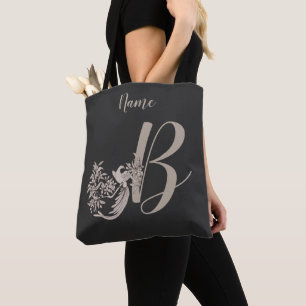Bolsa Tote Dove Elegante Monograma Inicial B Personalizado