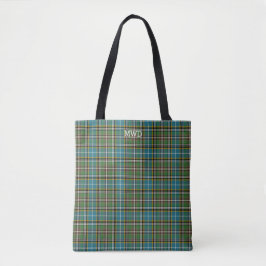 Bolsa Tote Dowling Clan Tartan Green Xadrez Monograma