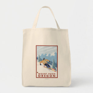 Bolsa Tote Downhill Snow Skier - Monte Hood, Oregon