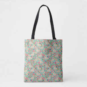 Bolsa Tote Doxie de creme floral - floral de creme