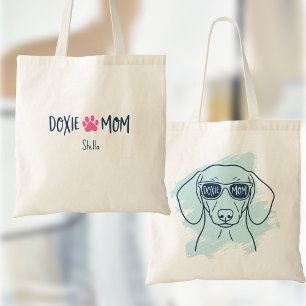 Bolsa Tote Doxie Mãe Nome Personalizado Dachshund