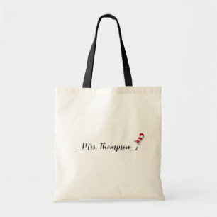 Bolsa Tote Dr. Seuss   Gato no Ícone do Chapéu Nome Personali