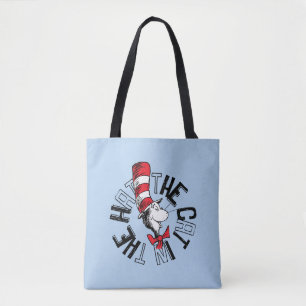 Bolsa Tote Dr. Seuss   Gatos na Arte Arredondada do Chapéu