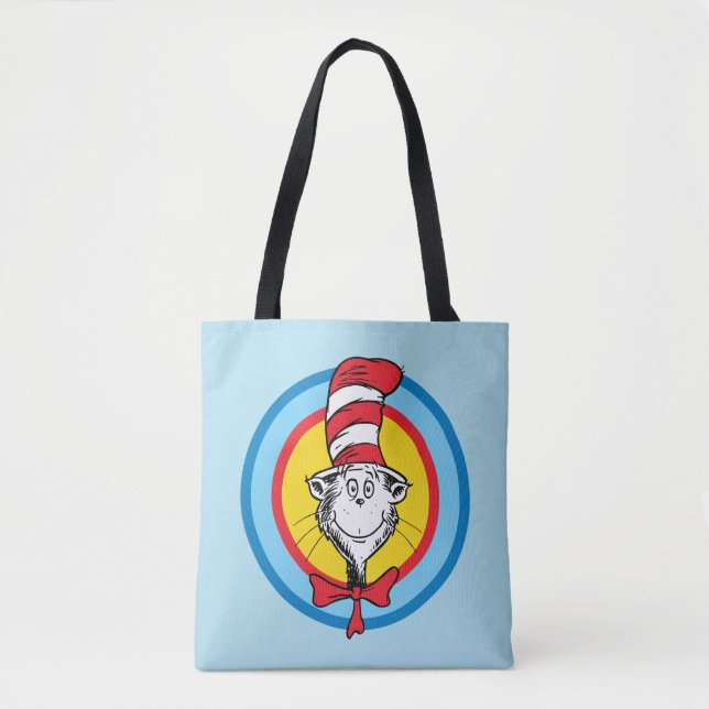 Bolsa Tote Dr. Seuss | Gráfico da Cabeça do Gato no Chapéu (Frente)