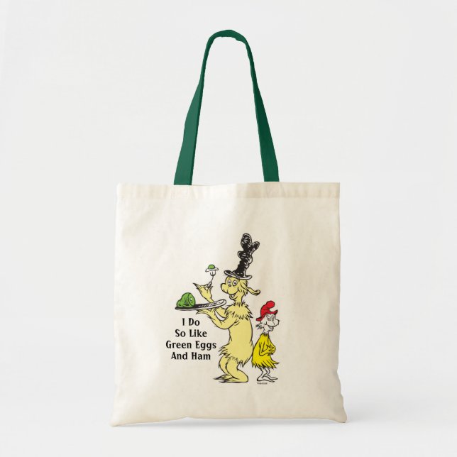 Bolsa Tote Dr. Seuss | Ovos Verdes e Galhãs | Amigo e Sam-I-A (Frente)