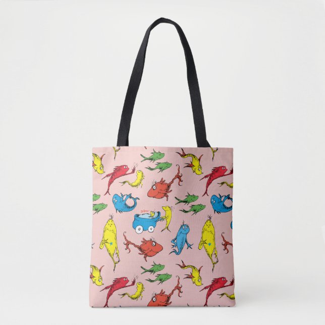 Bolsa Tote Dr. Seuss | Um Peixe Dois Peixes Padrão (Frente)