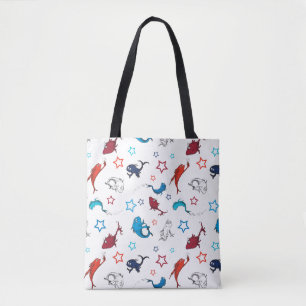 Bolsa Tote Dr. Seuss Um Peixe Dois Peixes Padrão de Estrela