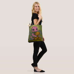 Bolsa Tote Dragão Bebê Rosa-Rosa-Rosa-Rosa-Bonito com Urso-Te