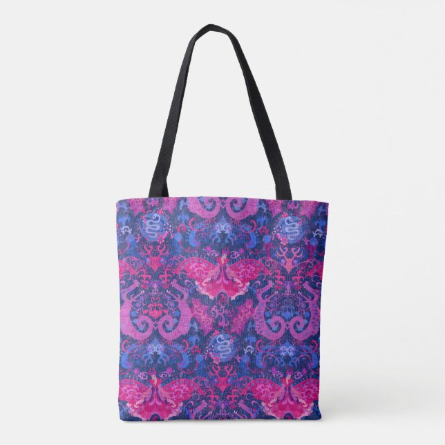 Bolsa Tote Dragão Bissexual Damask - Cores de Bandeira do Org (Verso)