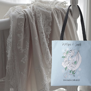 Bolsa Tote Dragão Branco Flocos de Neve Azul