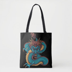 Bolsa Tote dragão chinês azul