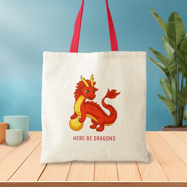 Bolsa Tote Dragão Chinês Vermelho (Criador carregado)