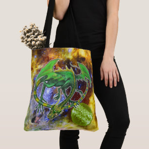 Bolsa Tote Dragão Cósmico Esmeralda
