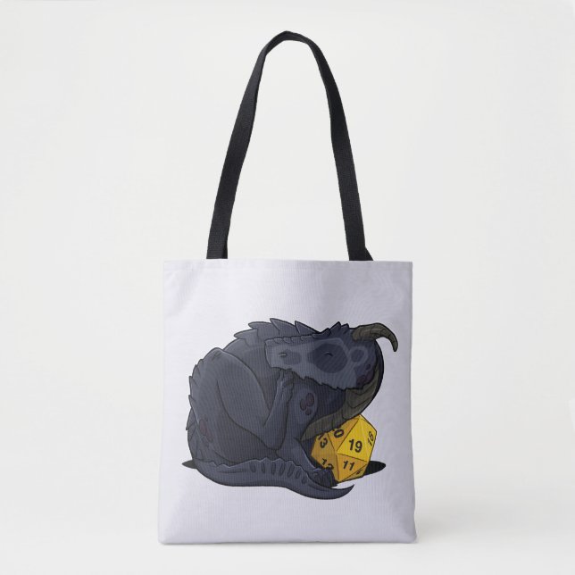Bolsa Tote Dragão D20 preto (Frente)