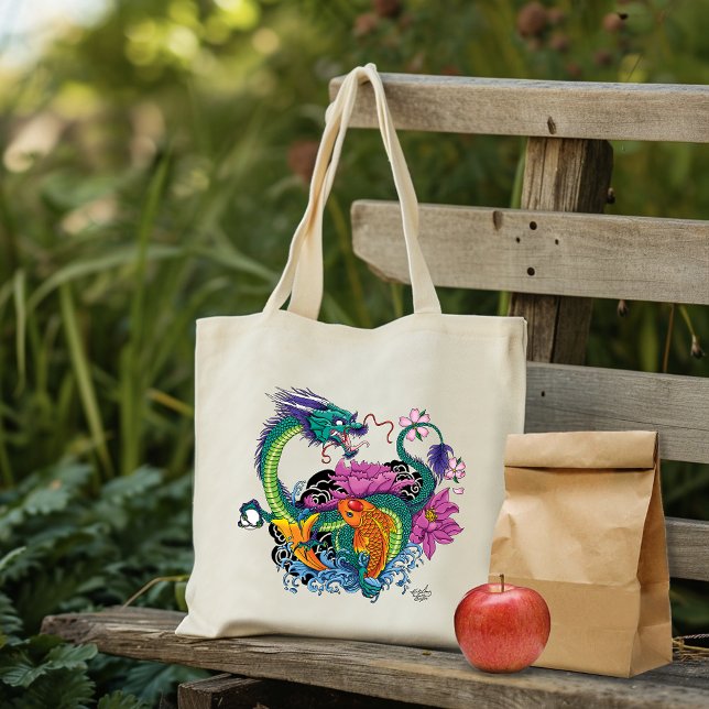 Bolsa Tote Dragão de Água Chinês Peixe Koi (Criador carregado)