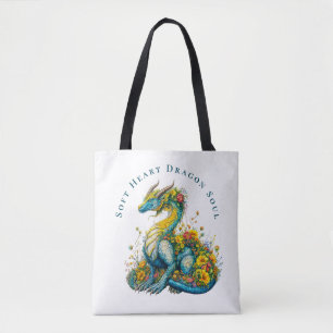Bolsa Tote Dragão de Coração Macio Alma Caprichosa Arte Flora