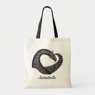 Bolsa Tote Dragão de coração negro em branco