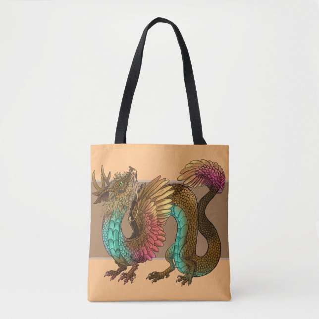 Bolsa Tote Dragão de penas (Frente)
