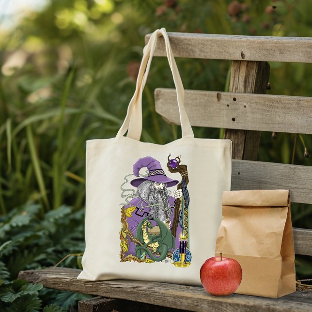 Bolsa Tote Dragão Mágico Celta Fantasia Roxo (Criador carregado)