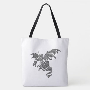 Bolsa Tote Dragão prateado
