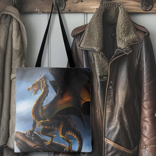Bolsa Tote Dragão Preto Dourado Cobre (Criador carregado)