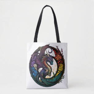 Bolsa Tote Dragão Retrato Animal Vidro Armazenado Selvagem Li