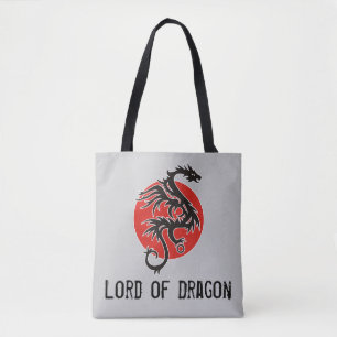 Bolsa Tote Dragão Sol - preto vermelho branco + suas ideias