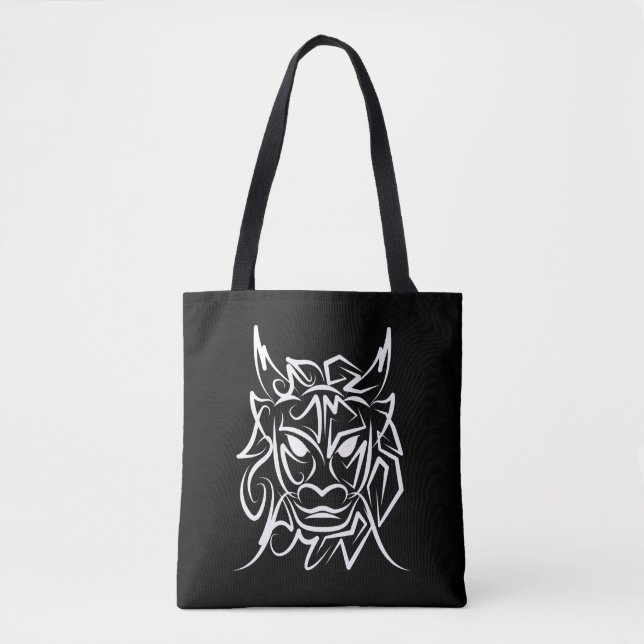 Bolsa Tote Dragão Tribal Negro e Branco (Frente)