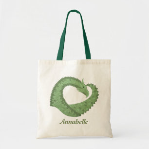 Bolsa Tote Dragão verde-oliva em branco