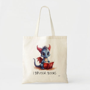 BOLSA TOTE *~* DRAGÃO VERMELHO AZUL - LER LIVROS DE DESPEDIME