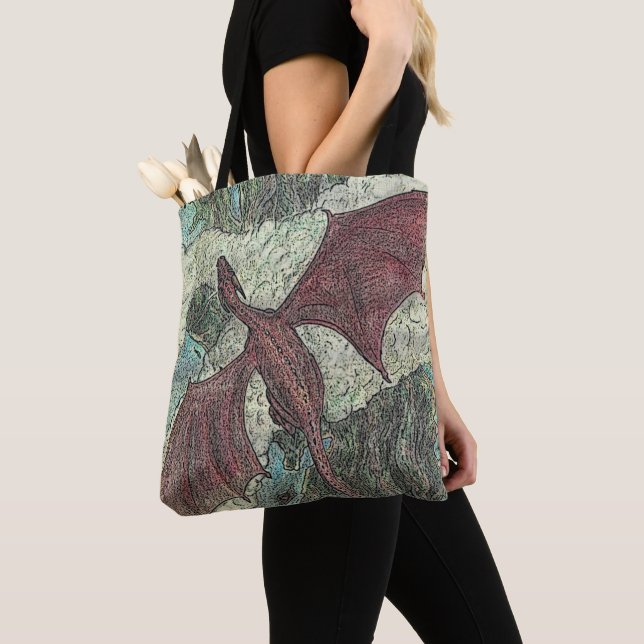 Bolsa Tote Dragão Vermelho (ombro): (Close Up)