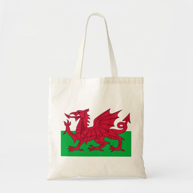 Bolsa Tote Dragão vermelho patriótico da sacola de Wales (Frente)