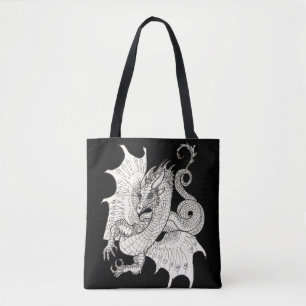 Bolsa Tote Dragon Art Nouveau estilo Tinta