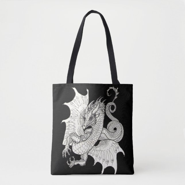 Bolsa Tote Dragon Art Nouveau estilo Tinta (Frente)