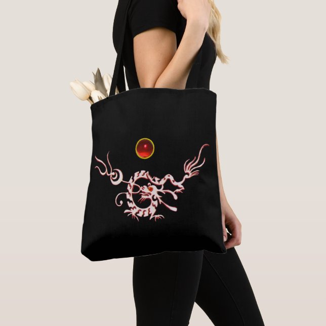 Bolsa Tote DRAGON RUBY, preto e branco, vermelho (Close Up)