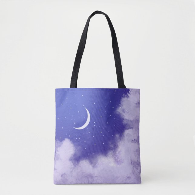Bolsa Tote DreamNight Sky com Moon Crescente (Frente)
