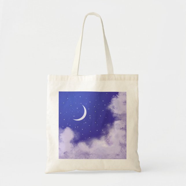 Bolsa Tote DreamNight Sky com Moon Crescente (Frente)