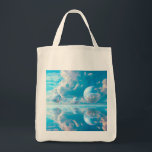 Bolsa Tote Dreamy Sky Surreal Nature Landscape<br><div class="desc">A serene surreal landscape where crystal-clear spheres float peacefully beneath an expansive blue sky filled with soft clouds.</div>