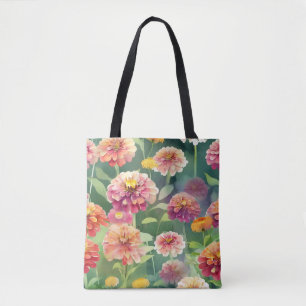 Bolsa Tote Dreamy Zinnia Flowers