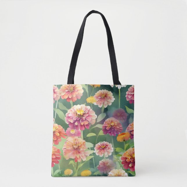 Bolsa Tote Dreamy Zinnia Flowers (Frente)