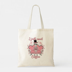 Bolsa Tote Drinker de café com esqueleto do Dia de os namorad