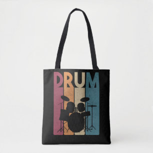 Bolsa Tote Drum Set Vintage Rock Music Retro Drummer
