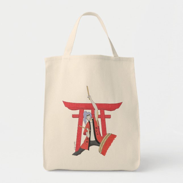 Bolsa Tote Drummer de Taiko Akiko Grocery Tote Bag (Frente)